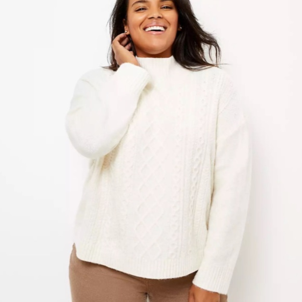 LOFT Plus Turtleneck Cable Sweater